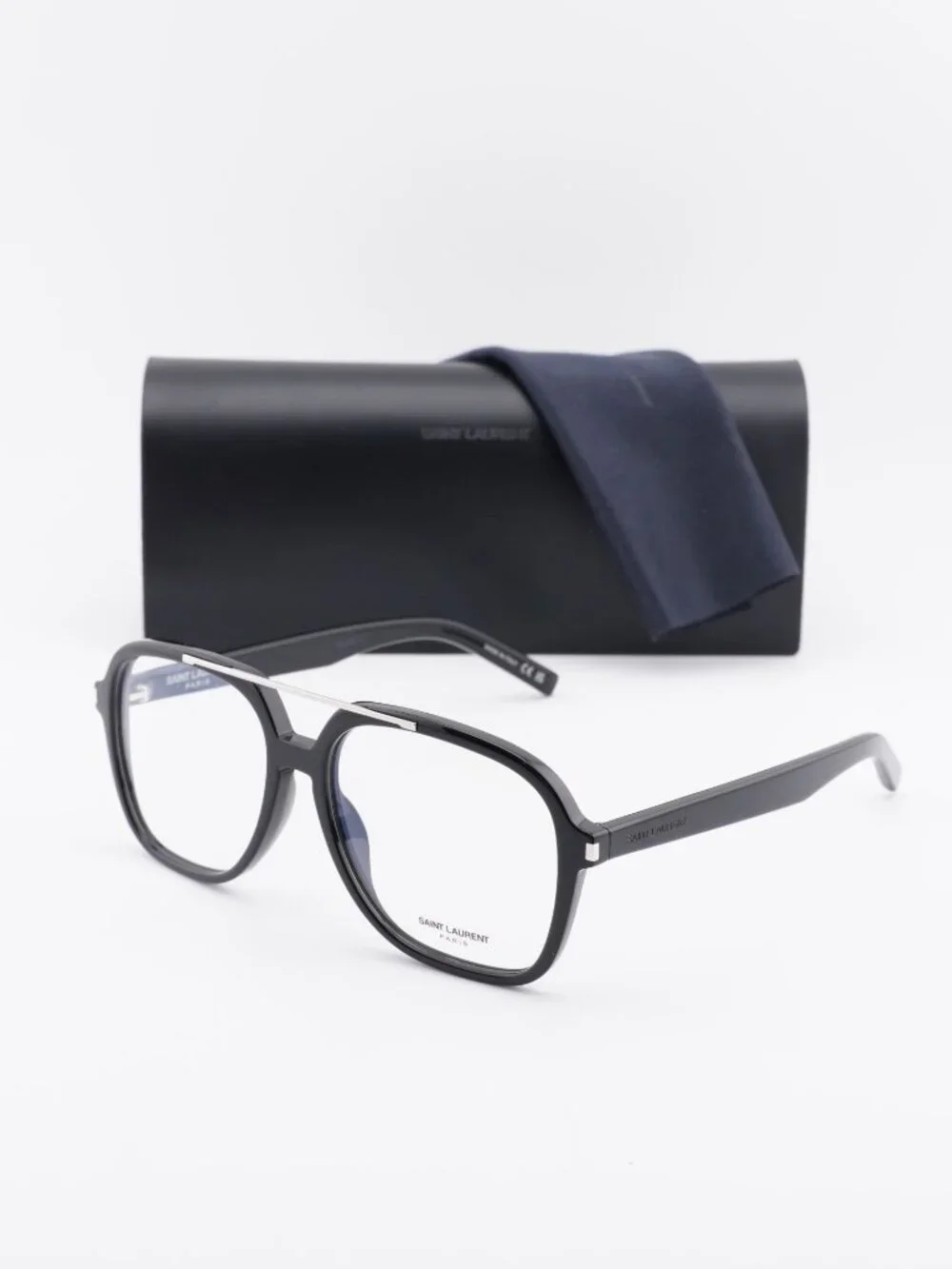 Saint Laurent SL545 OPT 001 Eyeglasses Shiny Black 58mm Square Frame